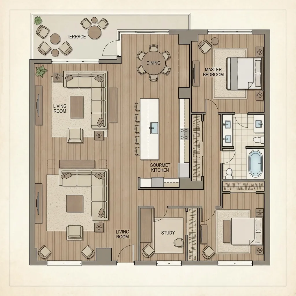 2D Colored Floor Plan